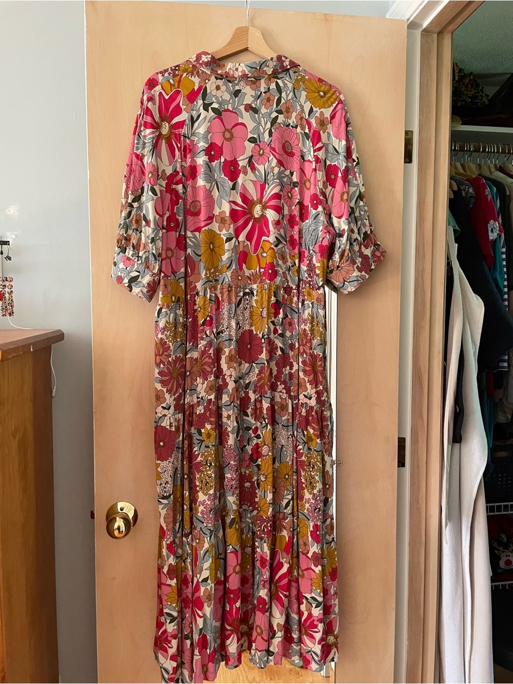 NATURAL LIFE Pink, Mustard and Rust Floral Maxi Dress
